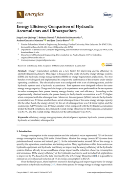 Energy Efficiency Comparison of Hydraulic Accumulators And