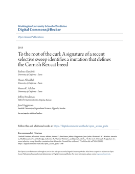 A Signature of a Recent Selective Sweep Identifies a Mutation That Defines the Cornish Rex Cat Breed.