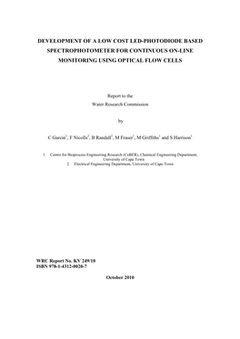 Development of a Low Cost Led-Photodiode Based Spectrophotometer for Continuous On-Line Monitoring Using Optical Flow Cells