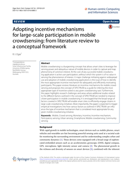 Adopting Incentive Mechanisms for Large-Scale Participation in Mobile