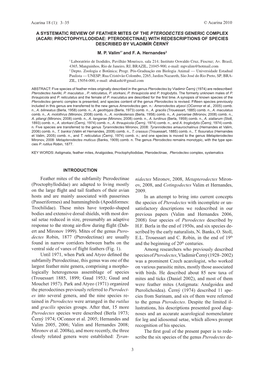 Feather Mites of the Subfamily Pterodectinae (Proctophyllodidae) Are Adapted to Living Mostly on the Large Flight and Tail Feath