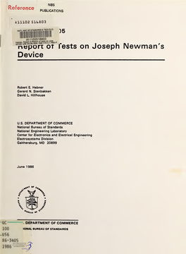 Report of Tests on Joseph Newman's Device