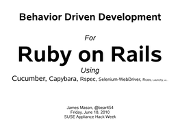 Behavior Driven Development