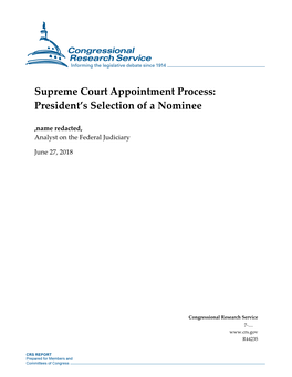 Supreme Court Appointment Process: President's Selection of a Nominee