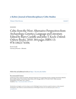 Celtic from the West: Alternative Perspectives from Archaeology, Genetics, Language and Literature