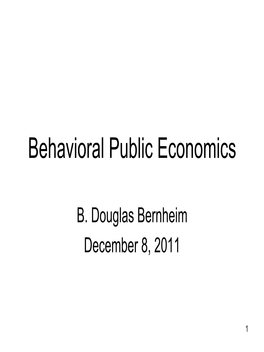 Behavioral Public Economics