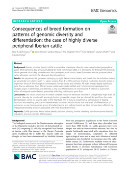 Consequences of Breed Formation on Patterns of Genomic Diversity and Differentiation: the Case of Highly Diverse Peripheral Iberian Cattle Rute R