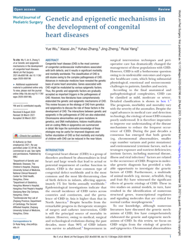 Genetic and Epigenetic Mechanisms in the Development of Congenital Heart Diseases