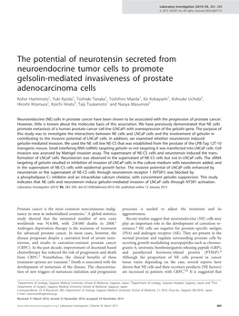 The Potential of Neurotensin Secreted from Neuroendocrine Tumor Cells To