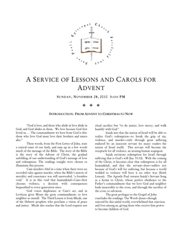 A Service of Lessons and Carols for Advent