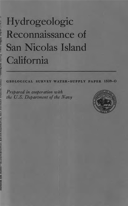 I Hydrogeologic I Reconnaissance of I I San Nicolas Island J California