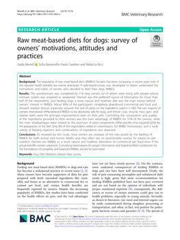 Raw Meat-Based Diets for Dogs: Survey of Owners' Motivations