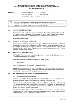 Minutes of a Meeting of Stapeley