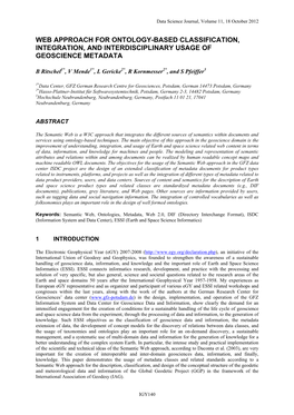 Web Approach for Ontology-Based Classification, Integration, and Interdisciplinary Usage of Geoscience Metadata