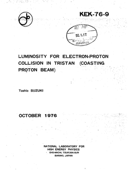 Luminosity for Electron-Proton Collision in Tristan (Coasting Pr0ton Beam)