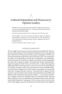 Cultural Nationalism and Democracy's Opinion Leaders