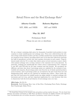 Retail Prices and the Real Exchange Rate∗