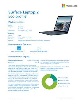 Surface Laptop 2 Eco Profile