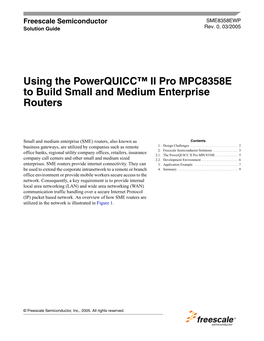 Using the Powerquicc™ II Pro MPC8358E to Build Small and Medium Enterprise Routers