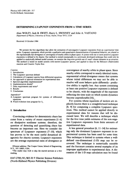 Determining Lyapunov Exponents from a Time Series