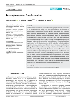 Teratogen Update: Amphetamines