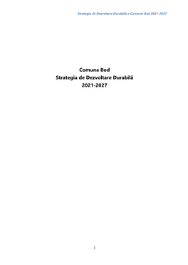 Comuna Bod Strategia De Dezvoltare Durabilă 2021-2027