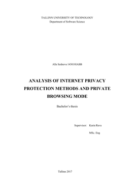 Analysis of Internet Privacy Protection Methods and Private Browsing Mode