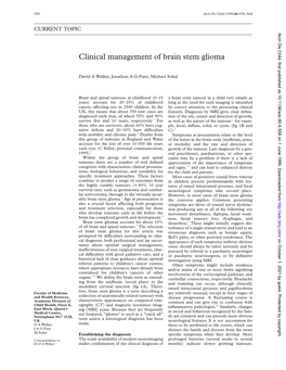 Clinical Management of Brain Stem Glioma