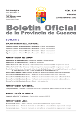 Boletín Oficial De La Provincia De Cuenca Sumario Diputación Provincial De Cuenca