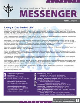 MESSENGER a Monthly Ministry of Trinity Lutheran Church FEBRUARY 2018