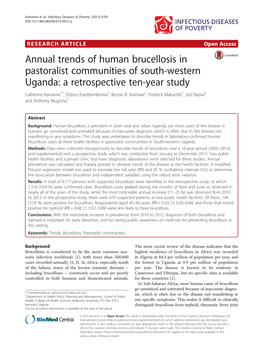 Annual Trends of Human Brucellosis in Pastoralist Communities of South