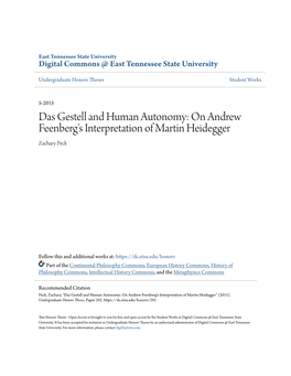 Das Gestell and Human Autonomy: on Andrew Feenberg's Interpretation of Martin Heidegger Zachary Peck