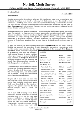 Newsletter 86 Page 1 of 22 Temperatures and Very Few Moths