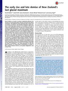 The Early Rise and Late Demise of New Zealandts Last Glacial Maximum