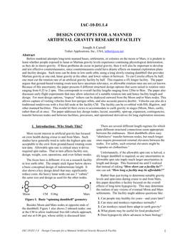 Iac-10-D1.1.4 Design Concepts for a Manned Artificial