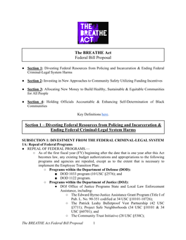 The BREATHE Act Federal Bill Proposal Section 1 – Divesting