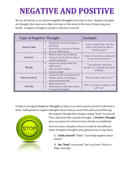 Type of Negative Thought Example  Divides the World Into Good Or 