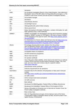 Glossary for the Final Report Concerning HB-HOT Swiss