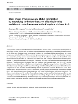 Black Cherry (Prunus Serotina Ehrh.) Colonization by Macrofungi in the Fourth Season of Its Decline Due to Different Control Measures in the Kampinos National Park