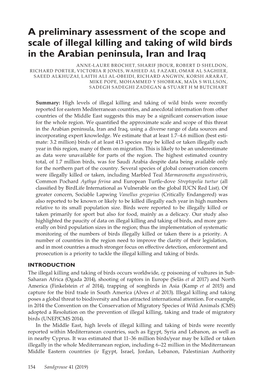 A Preliminary Assessment of the Scope and Scale of Illegal Killing and Taking of Wild Birds in the Arabian Peninsula, Iran and Iraq