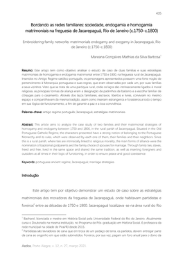 Sociedade, Endogamia E Homogamia Matrimoniais Na Freguesia De Jacarepaguá, Rio De Janeiro (C.1750-C.1800)