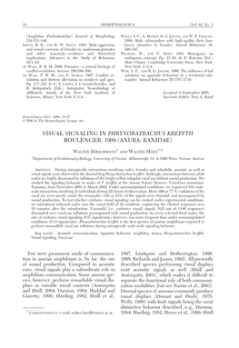 Visual Signaling in Phrynobatrachus Krefftii Boulenger, 1909 (Anura: Ranidae)