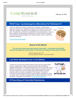 PACE Case: Cyclobenzaprine Alternatives for Parkinson's?