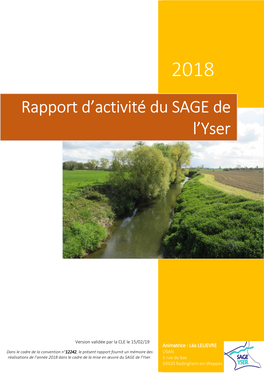 Rapport D'activité Du SAGE De L'yser