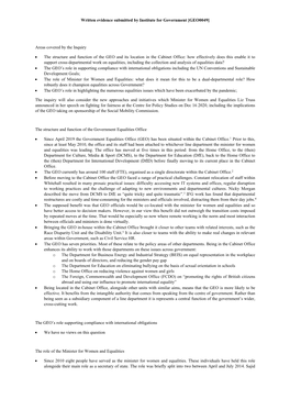 Written Evidence Submitted by Institute for Government [GEO0049] Areas Covered by the Inquiry • the Structure and Function Of