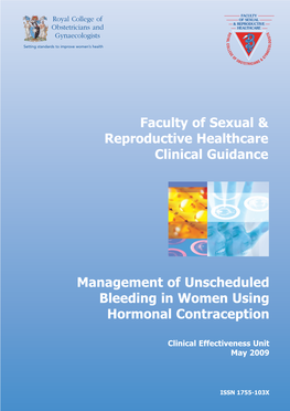 Management of Unscheduled Bleeding in Women Using Hormonal Contraception