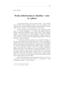 Svaka Informacija Je Vrijedna – Zato Se I Plaća