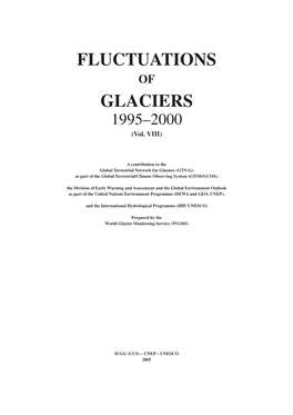 Fluctuations of Glaciers 1995-2000 (Vol. VIII)