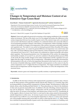 Changes in Temperature and Moisture Content of an Extensive-Type Green Roof