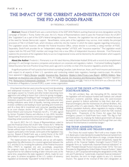 The Impact of the Current Administration on the Fio and Dodd-Frank by Frederick J